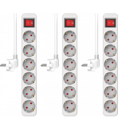 Multiprise ELRO ES106S à 6 voies avec interrupteur et cordon de 1,5m - dispositif de sécurité enfants - fiche avec mise à la terre - max. 3680W - testée par le TÜV | 3-Pack (ES106S)