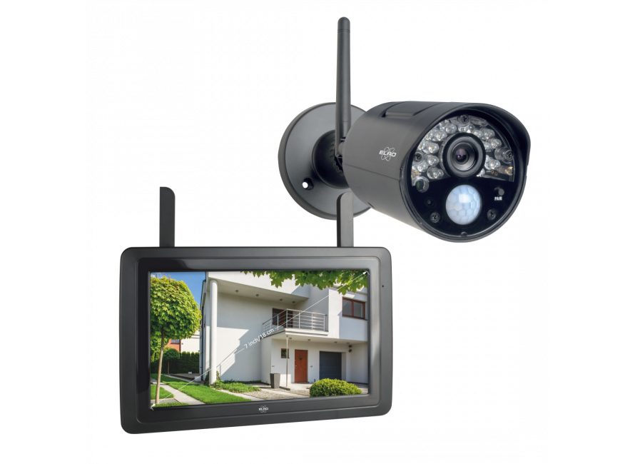 Kit caméra de Surveillance extérieur composé d'un écran Tactile (sans Fil  et réseau WLAN) de 7 Pouces avec Batterie Rechargeable Incluse, et de 2  caméras 3MP sans Fil étanches (Extensible à 4) 
